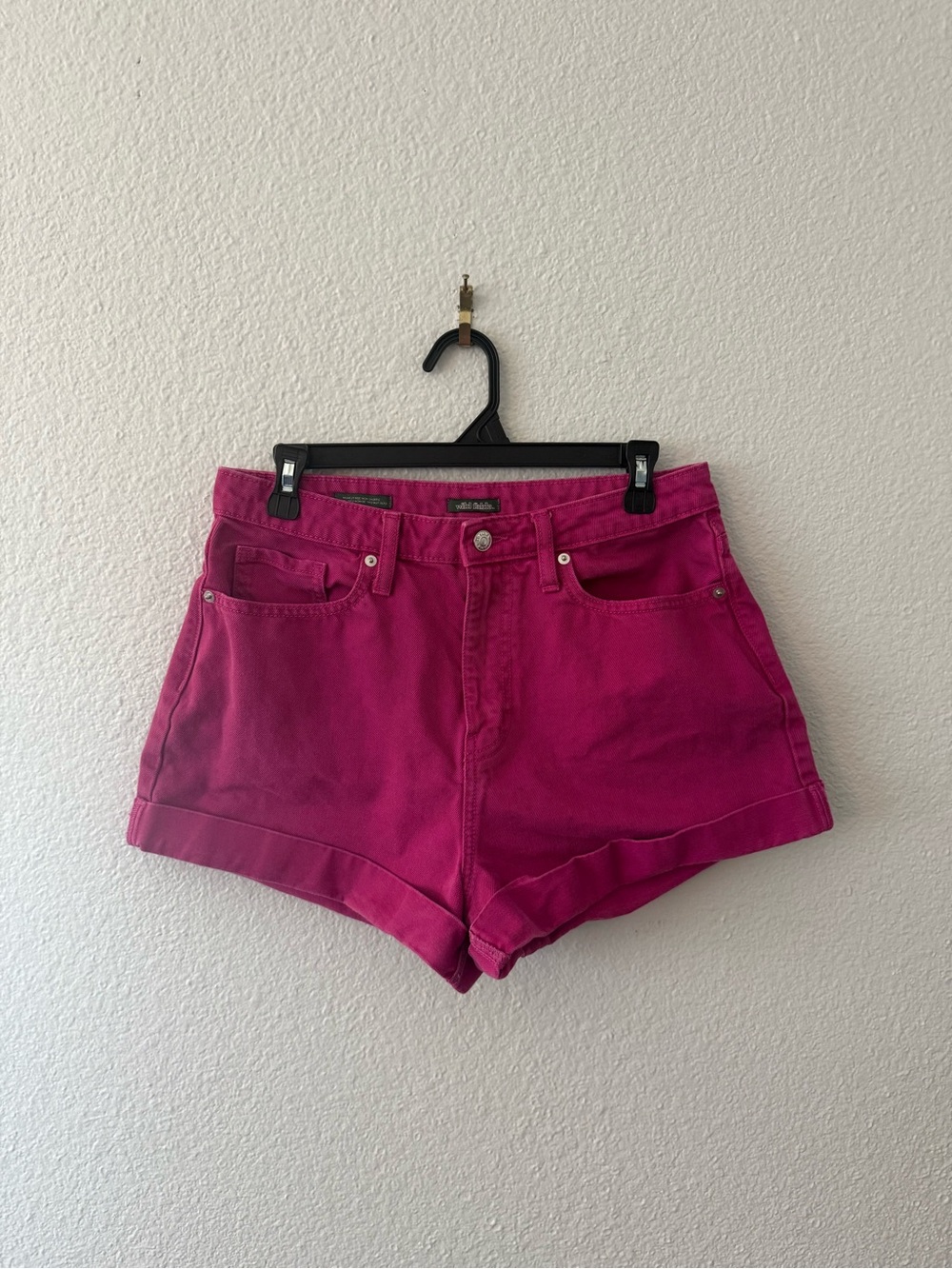 Magenta Pink Denim Jean Shorts Cuffed Highest rise mom shorts by wild fable